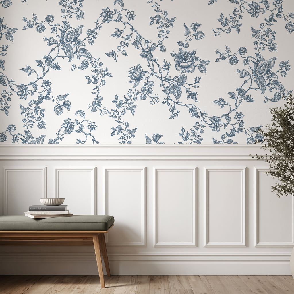 Vintage European Blue Botanical Illustration Set PNG & SVG
