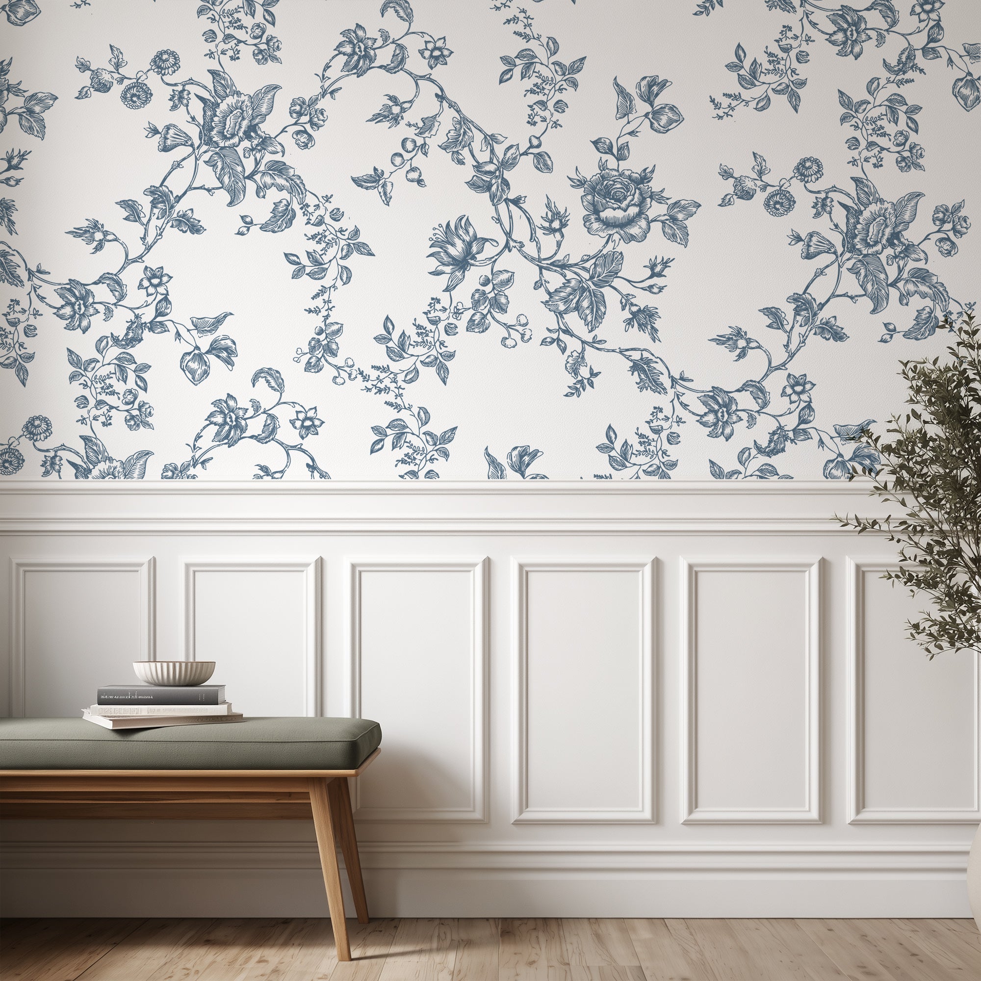 Vintage European Blue Botanical Illustration Set PNG & SVG