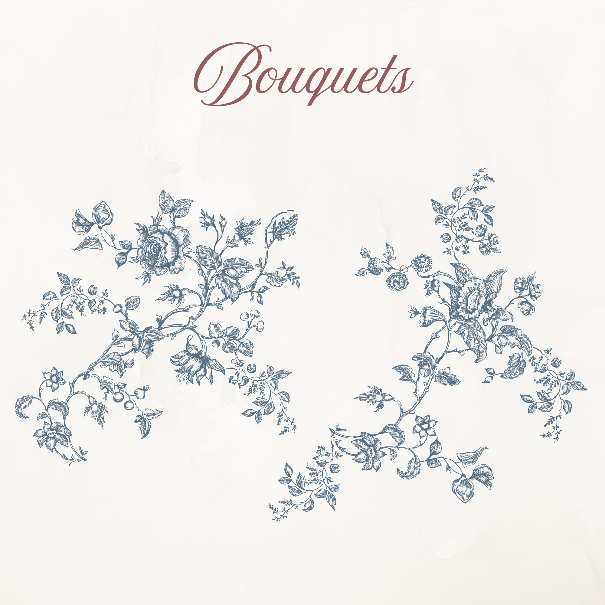 Vintage European Blue Botanical Illustration Set PNG & SVG