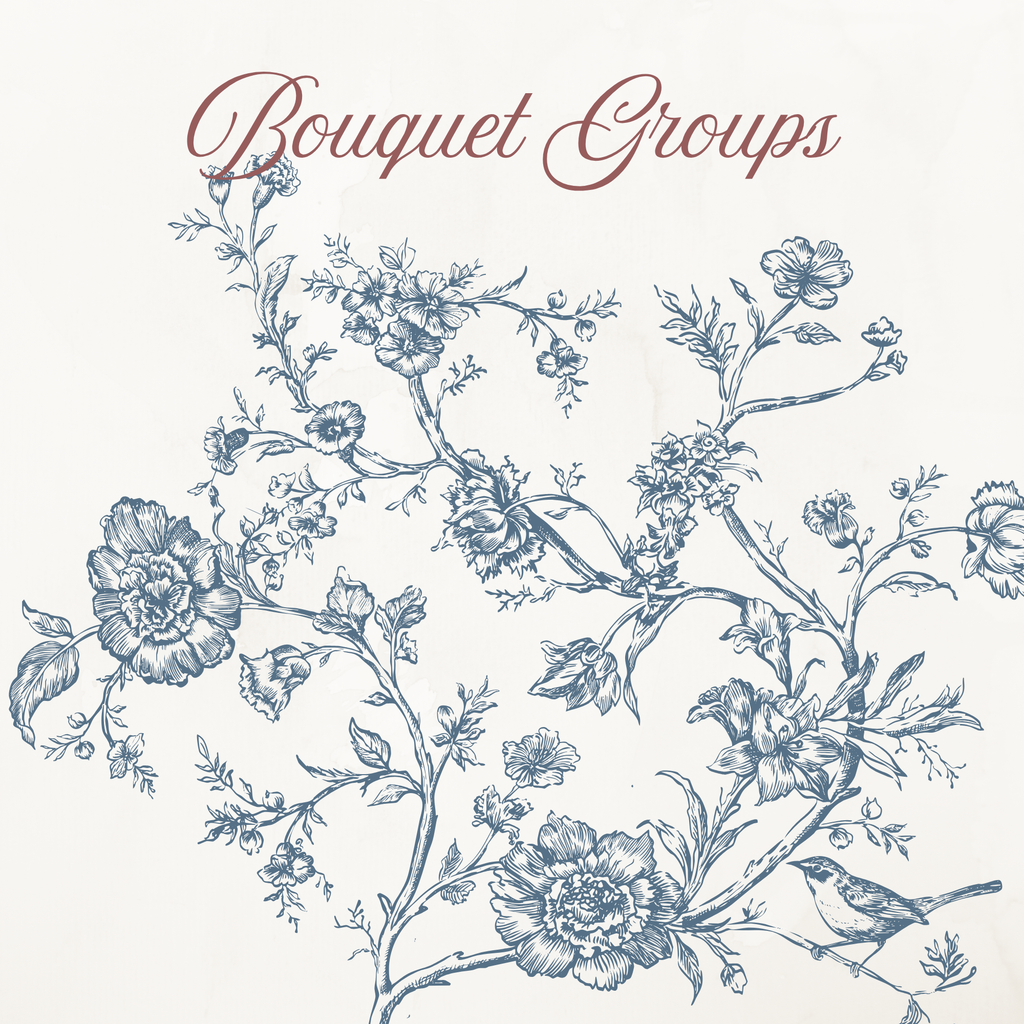 Rococo Affair Blue Toile Botanical Illustration Set PNG & SVG