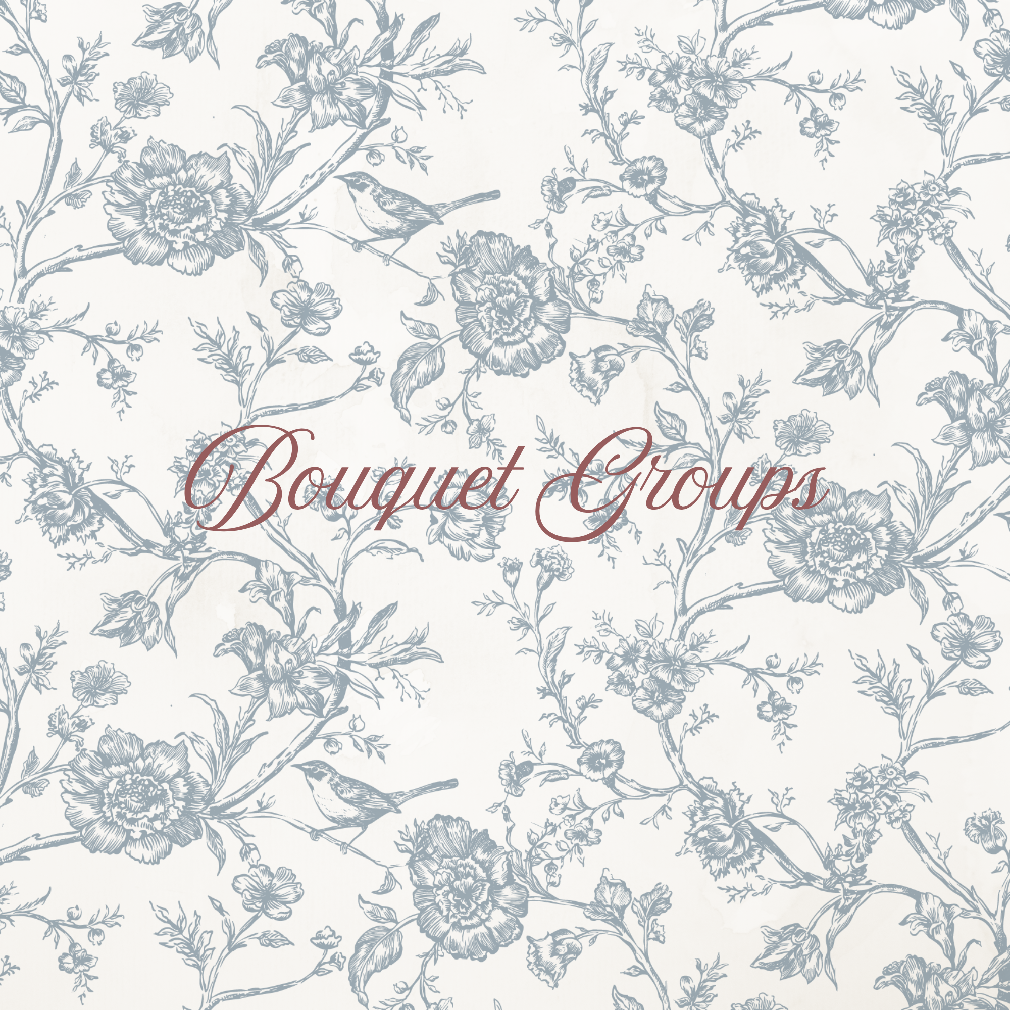 Rococo Affair Blue Toile Botanical Illustration Set PNG & SVG