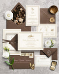 Antique Gold Floral Wedding Invitation Canva Template