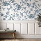 Rococo Affair Blue Toile Botanical Illustration Set PNG & SVG