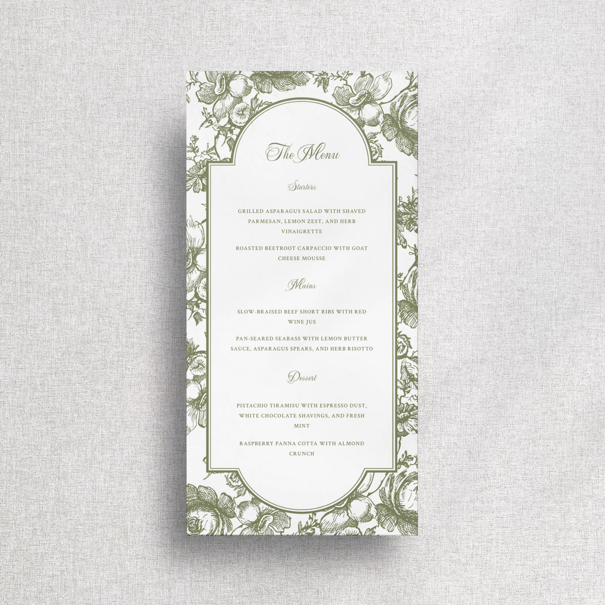 Olive Botanical Wedding Menu Canva Template