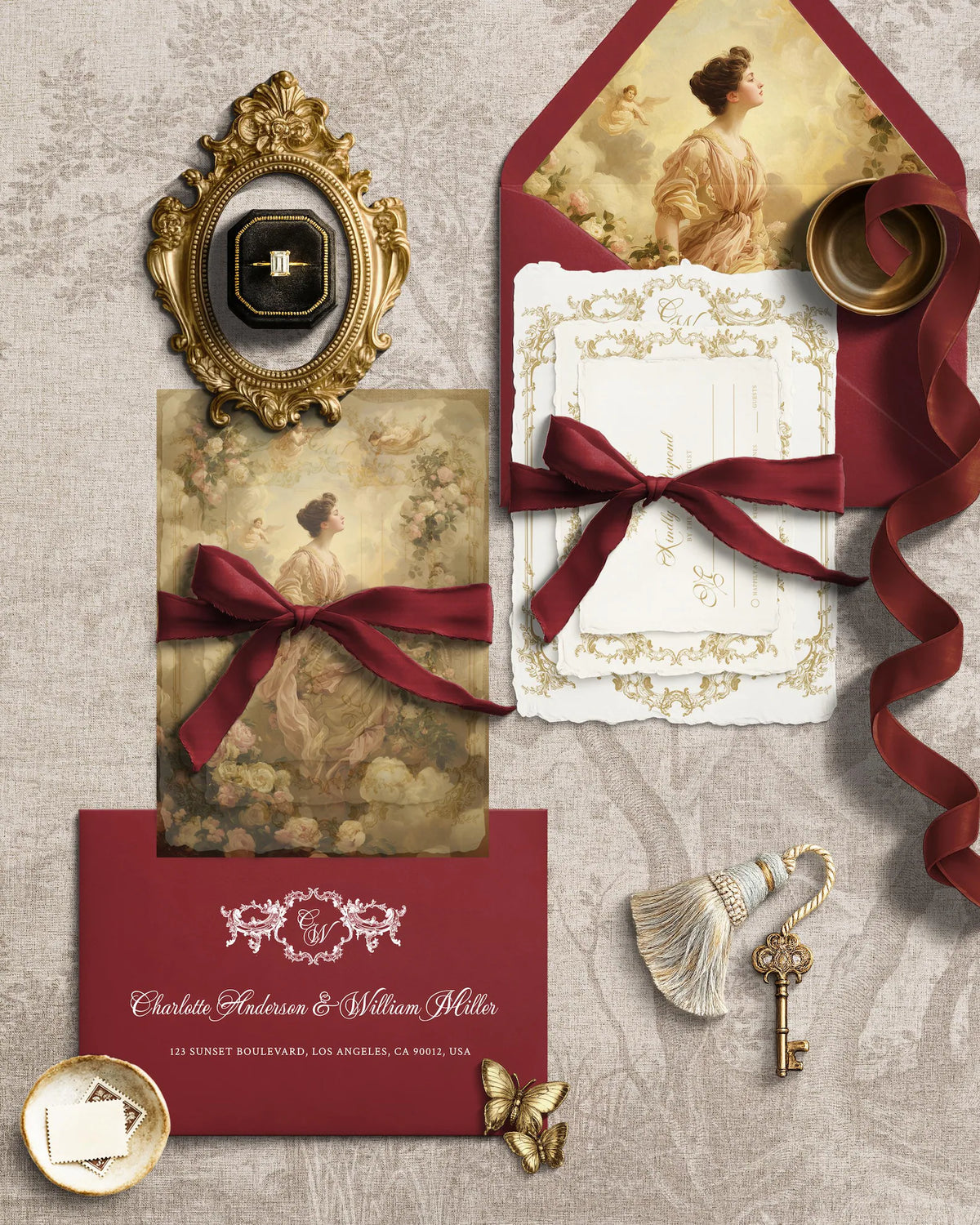 Vintage Gold Baroque Wedding Invitation Canva Template