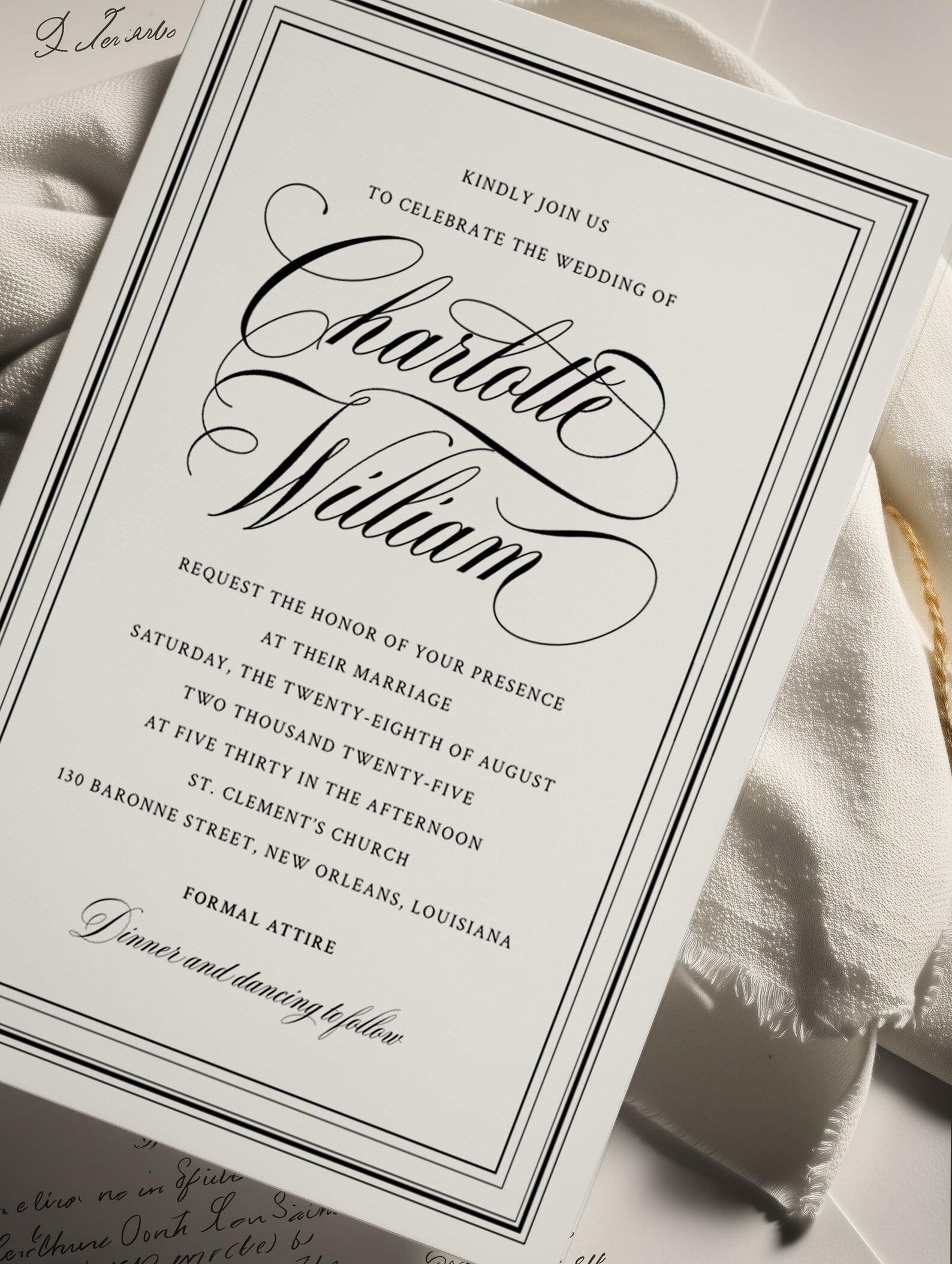 Ivory Peony Classic Wedding Invitation Template