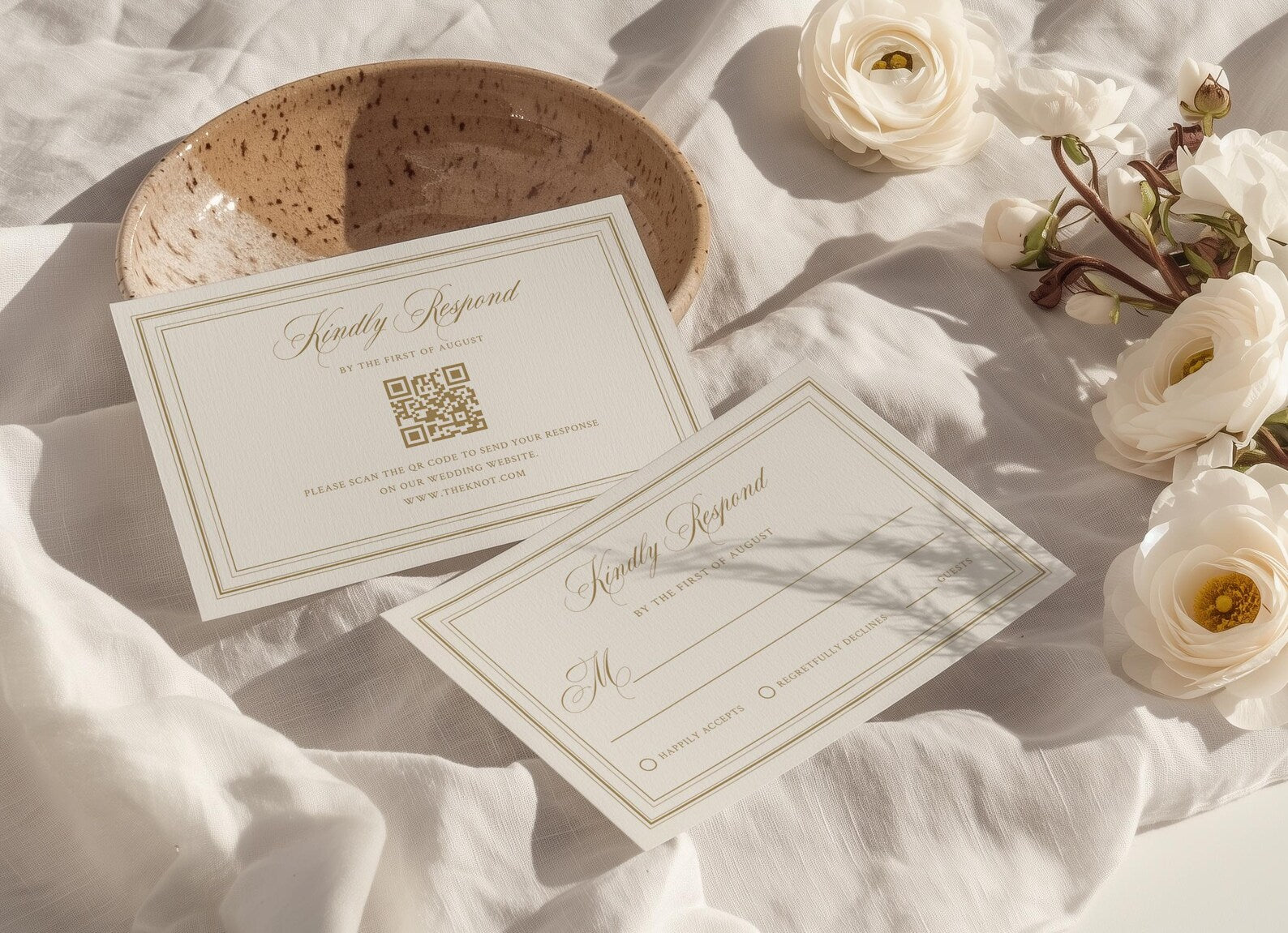 Ivory Peony Signature Wedding Invitation Template