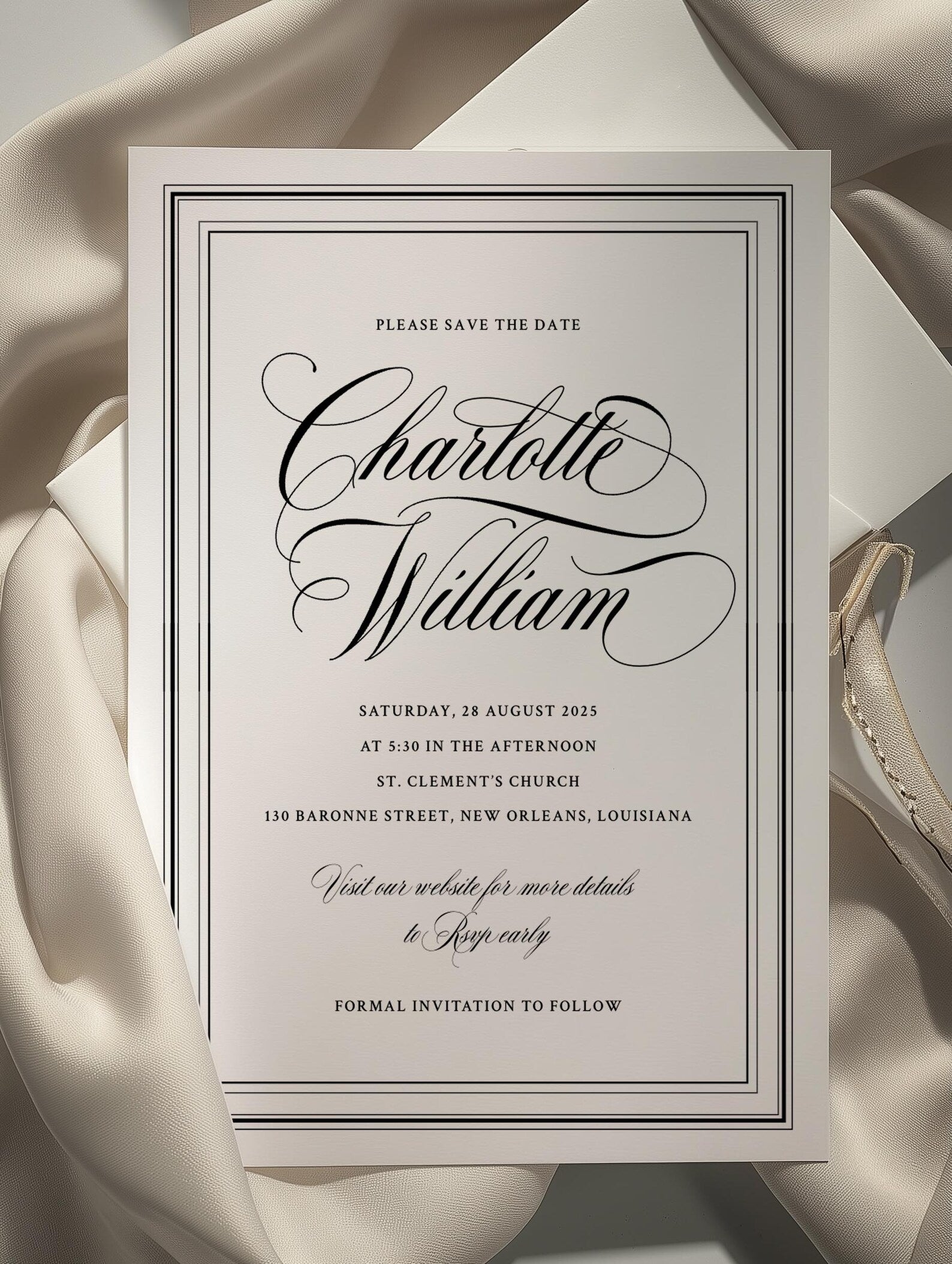 Ivory Peony Classic Wedding Invitation Template