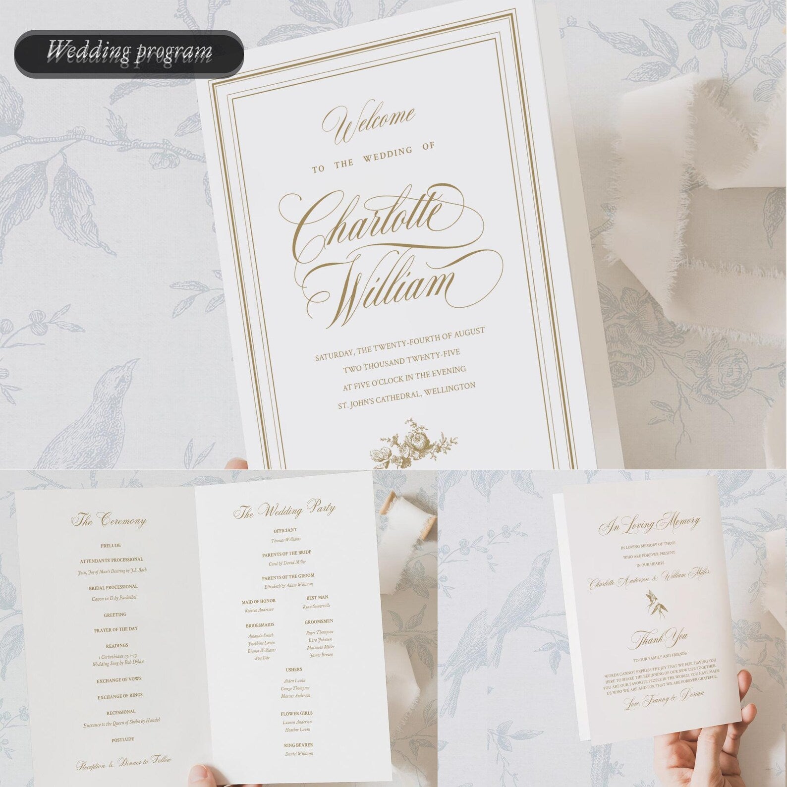 Ivory Peony Signature Wedding Stationery Bundle Template