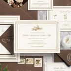 Antique Gold Floral Wedding Invitation Canva Template