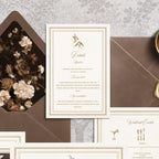 Antique Gold Floral Wedding Invitation Canva Template