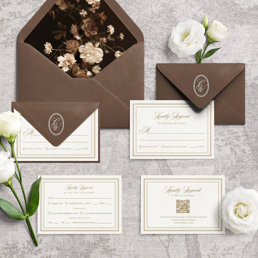 Antique Gold Floral Wedding Invitation Canva Template
