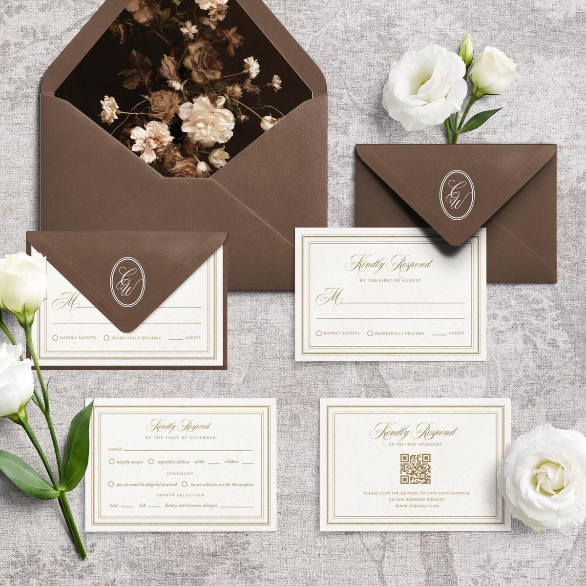 Antique Gold Floral Wedding Invitation Canva Template