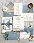 Coastal Blue Wedding Invitation Canva Template