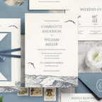 Coastal Blue Wedding Invitation Canva Template
