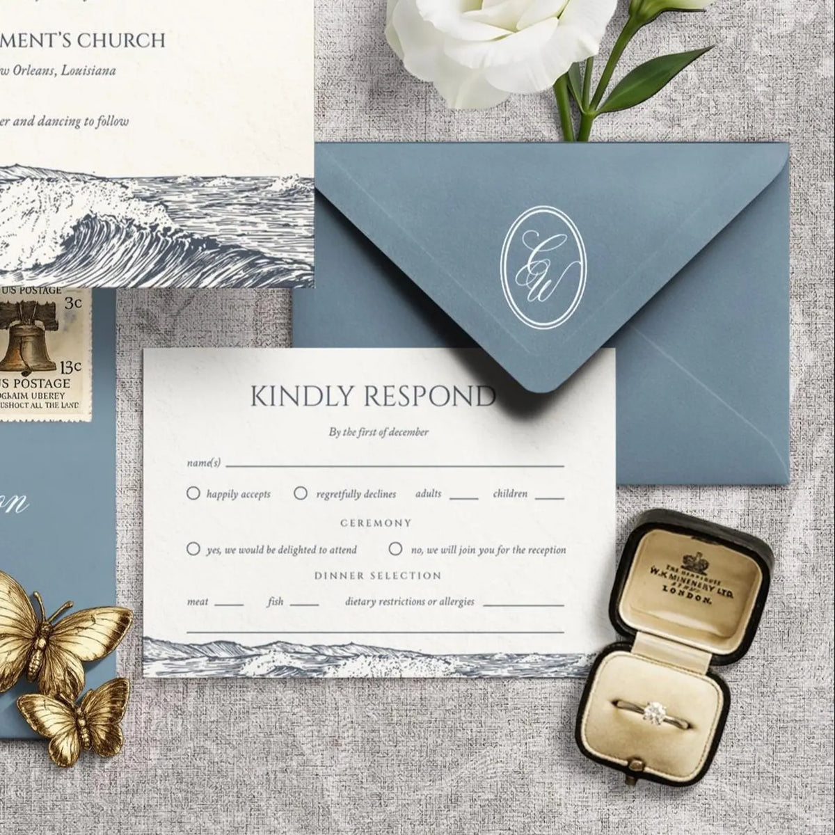 Coastal Blue Wedding Invitation Canva Template