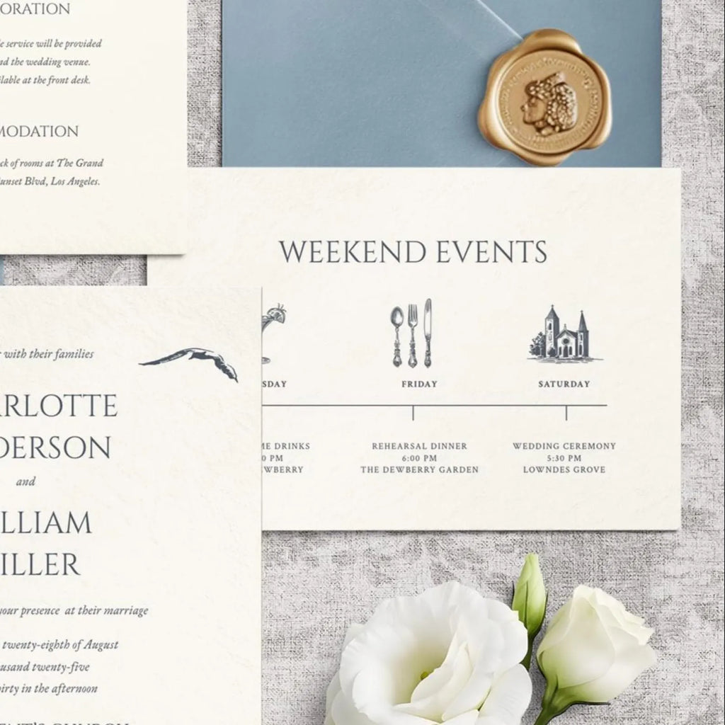 Coastal Blue Wedding Invitation Canva Template