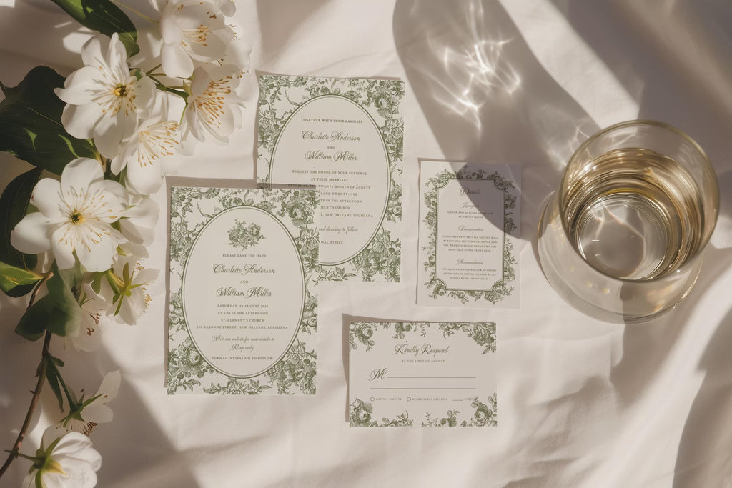 Olive Oval Botanical Wedding Invitation Template