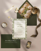 Olive Square Botanical Wedding Invitation Template