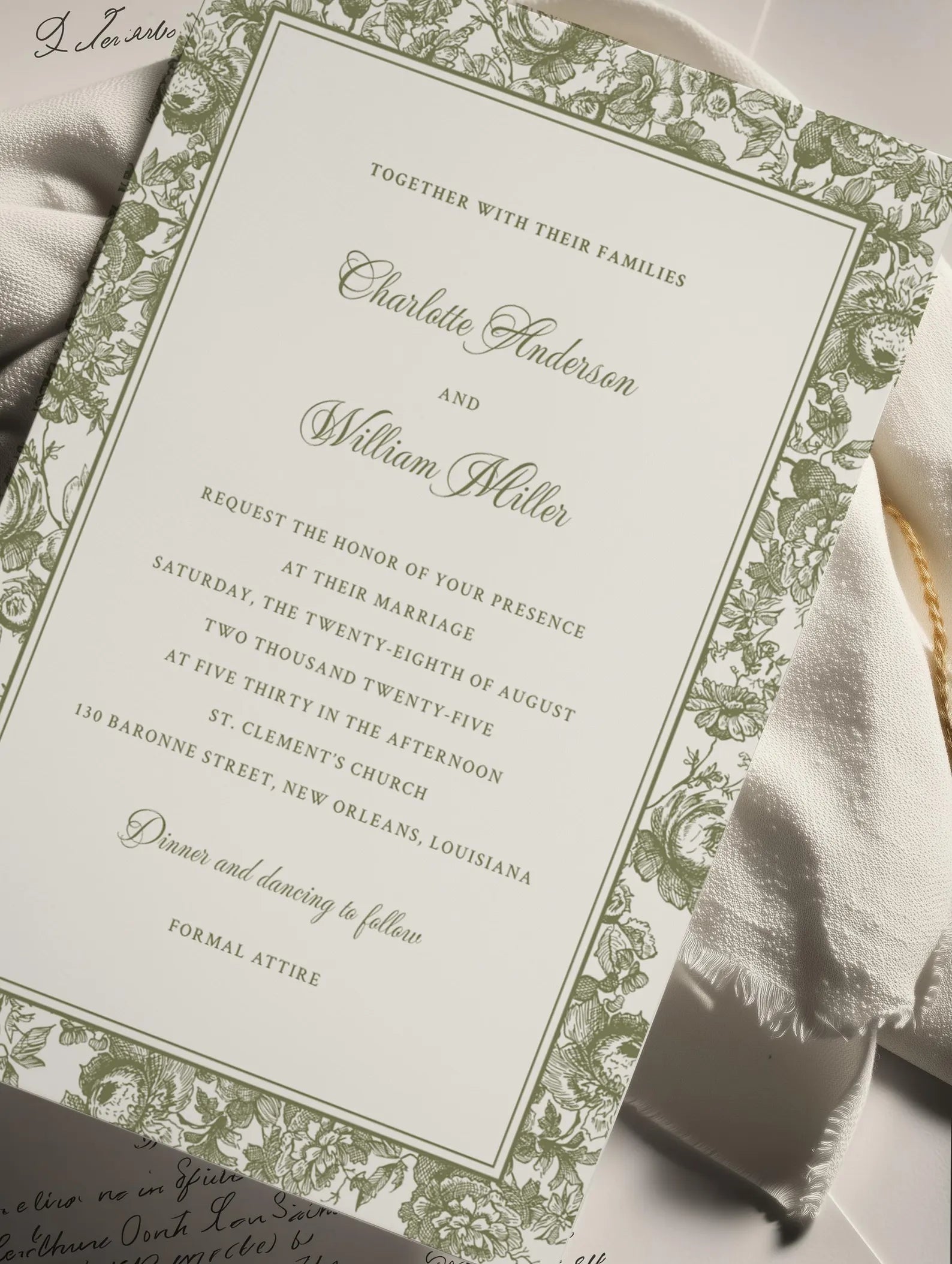 Olive Square Botanical Wedding Invitation Template