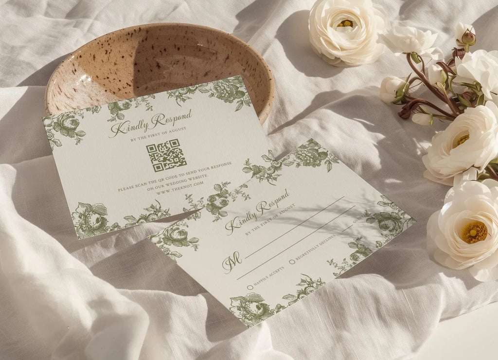 Olive Square Botanical Wedding Invitation Template
