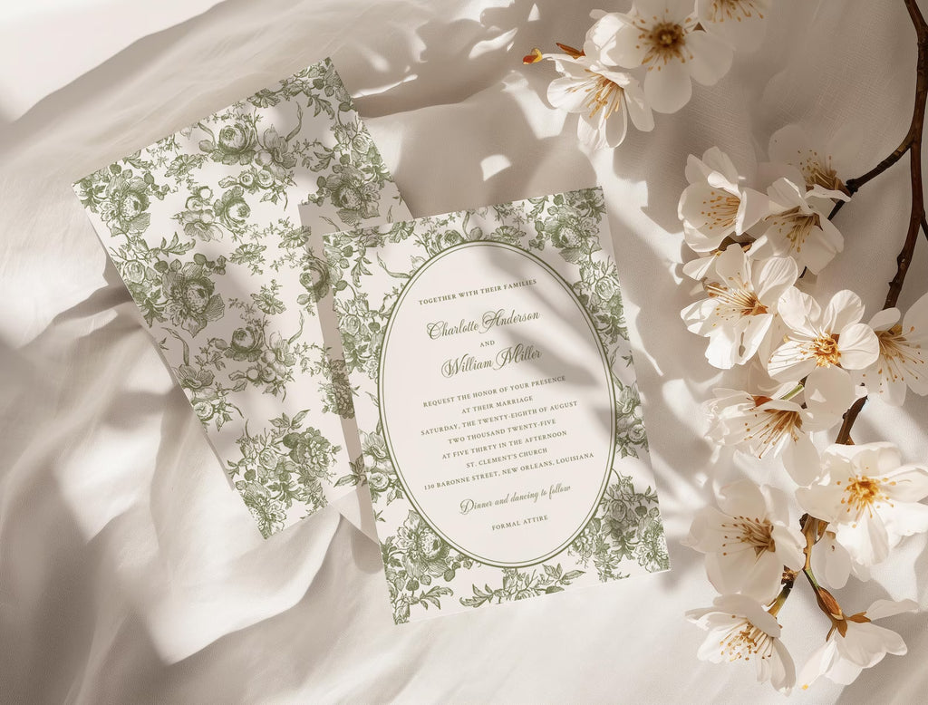 Olive Oval Botanical Wedding Invitation Template