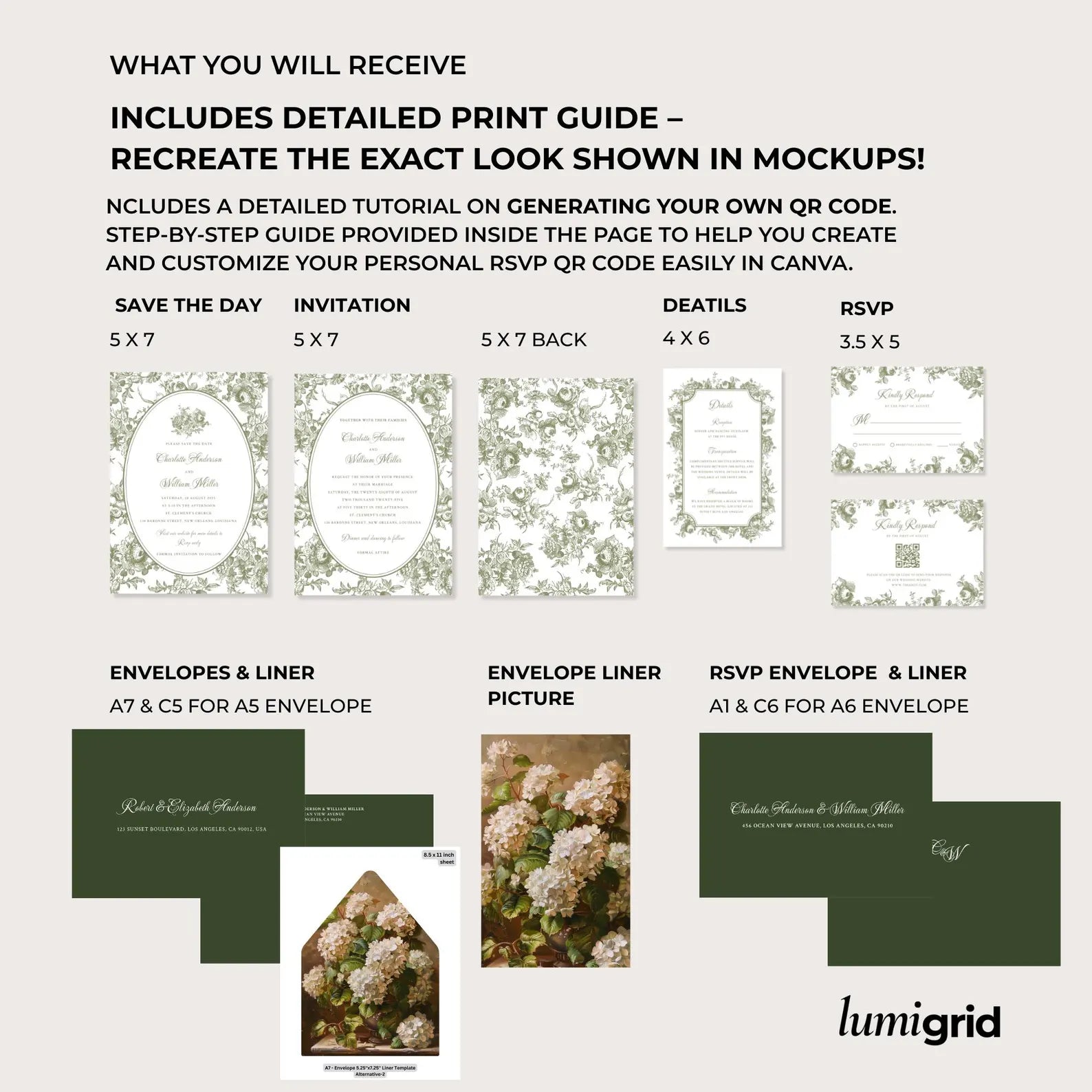 Olive Oval Botanical Wedding Invitation Template