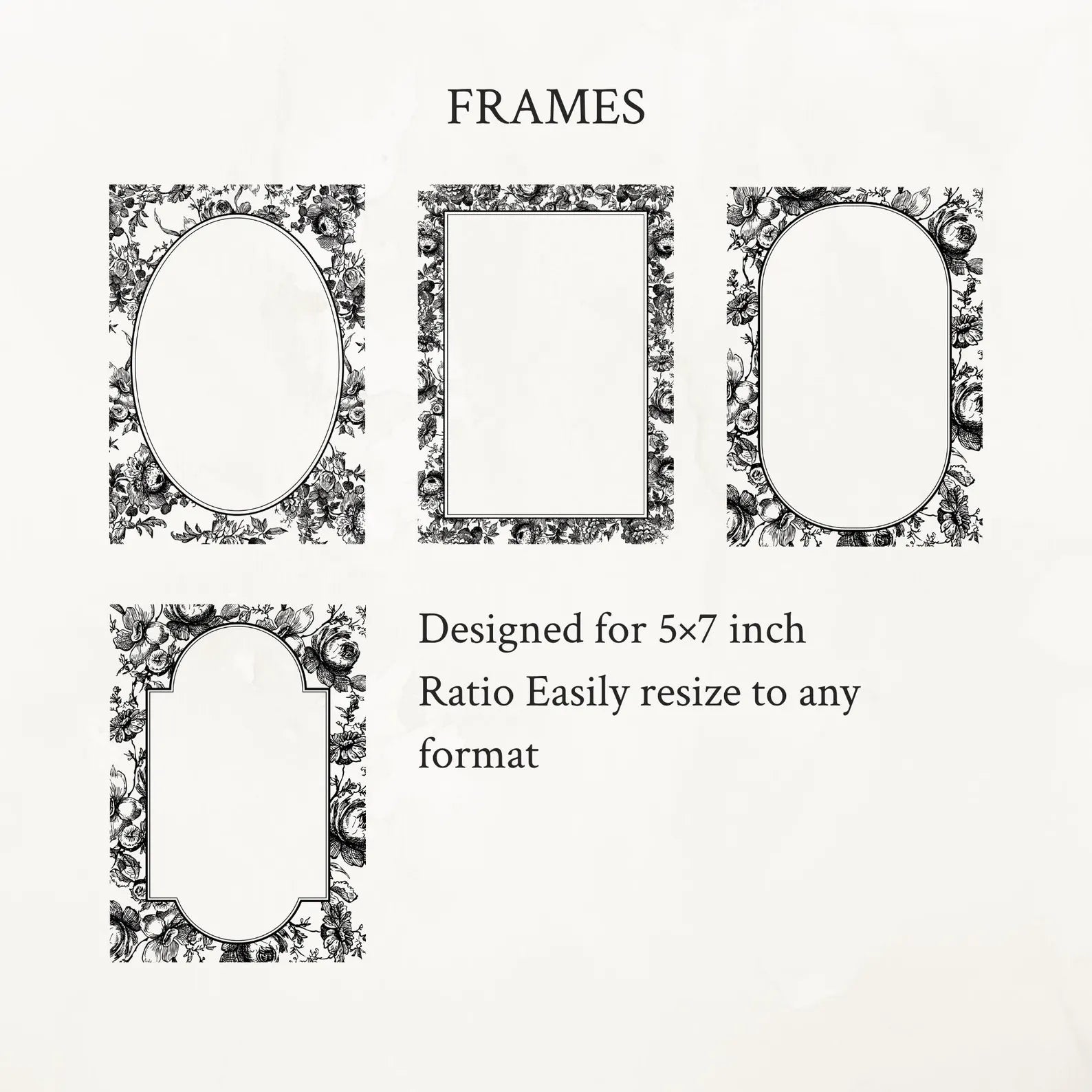 Vintage Botanical Floral Frame Illustration Set PNG & SVG