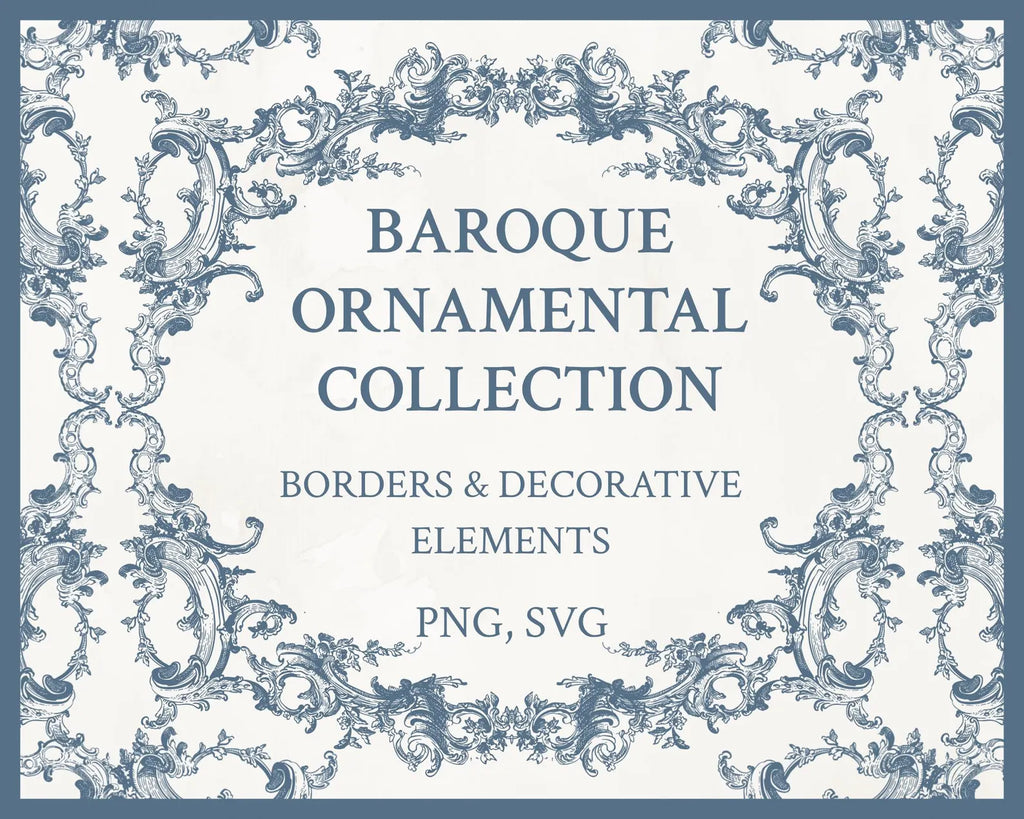 Baroque Ornamental Frame & Border Set PNG & SVG