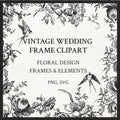 Vintage Botanical Floral Frame Illustration Set PNG & SVG