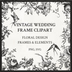 Vintage Botanical Floral Frame Illustration Set PNG & SVG