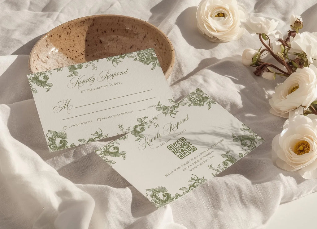 Olive Signature Botanical Wedding Invitation Template