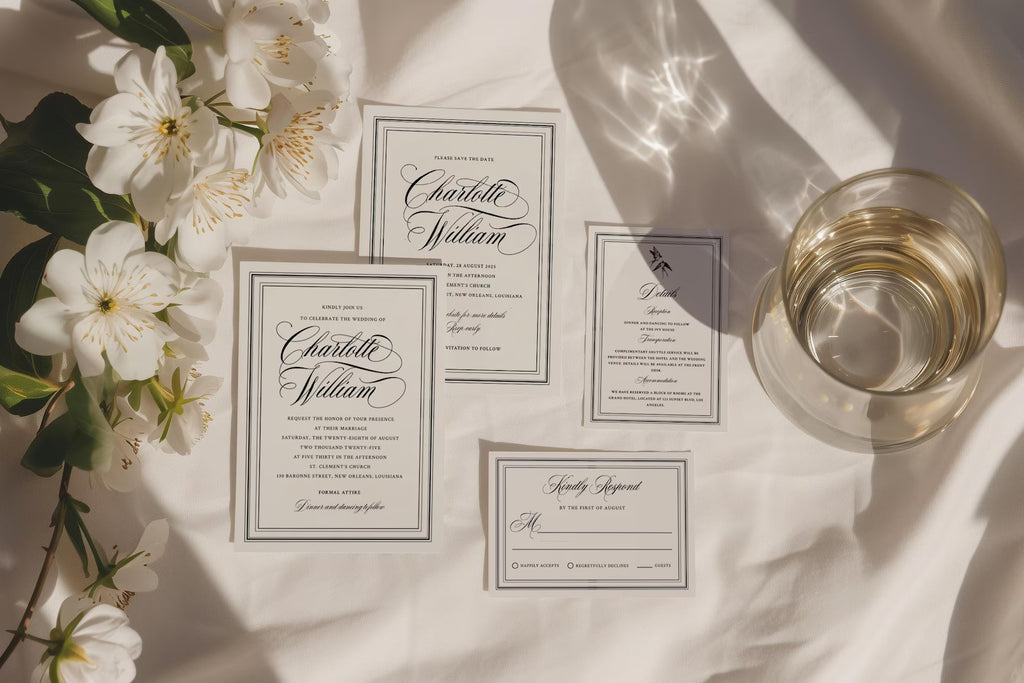 Ivory Peony Classic Wedding Invitation Template