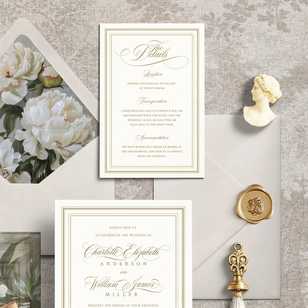 Ivory Peony Signature Wedding Invitation Template