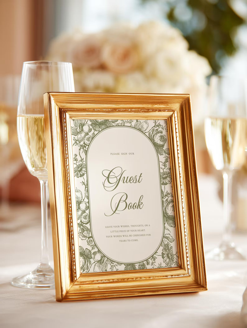 Olive Ivy Wedding Guestbook Sign Canva Template