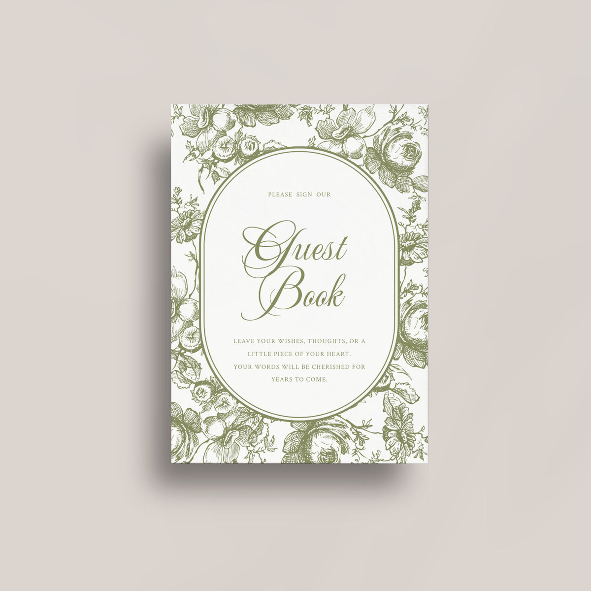 Olive Ivy Wedding Guestbook Sign Canva Template