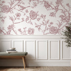 Rococo Affair Pink Toile Botanical Illustration Set PNG & SVG